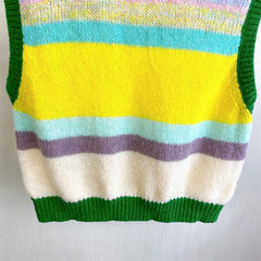 Striped Sleeveless Loose Knitted Vest