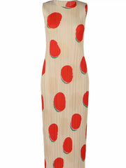 Polka Dot Pleated Sleeveless Dress