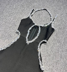 Pre Order: Black Sleeveless Diamond Tight Bandage Maxi Dress