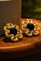 Pre Order: Black Agate Brushed Clouds Brooch Earrings
