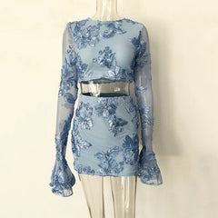 Floral Lace Crop Top and Skirt Set