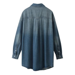 Pre Order: Blue Denim Single-Breasted Long Sleeve Jacket