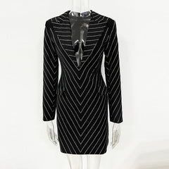 Stripe Hot Diamond Slim Fit Suit Dress