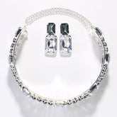 Oversized Rhinestone Choker Necklace + Earrings Set