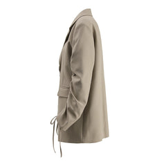 Drawstring Irregular Sleeves Single Button Coat