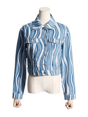 Wave Striped Denim Short Jacket