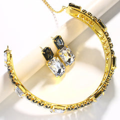 Oversized Rhinestone Choker Necklace + Earrings Set
