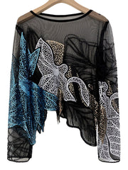 Mesh Studded Sequin Cropped Top