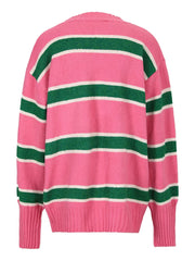 Pink Striped Big Knitted Sweater