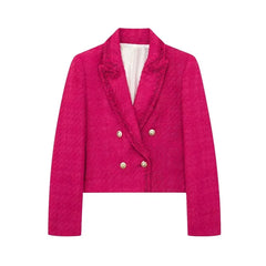 Elegant Solid Button Cropped Blazer