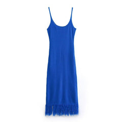 Summer Knit Fringe Maxi Dress