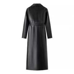 Pre Order: Black PU Leather Coat