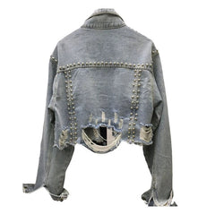 Rivet Inlaid Diamond Denim Jacket