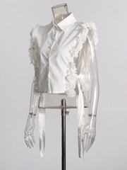 Solid Splicing Sleeveless 3D Flower Slim Fit Top