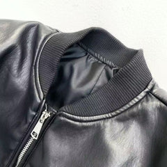 Solid Zip Up Short PU Jacket