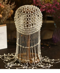 Handmade Hollowed Out Pearl Tassel Headpiece