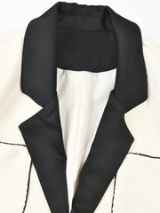 White Single-Breasted V-Neck Long Sleeve Coat