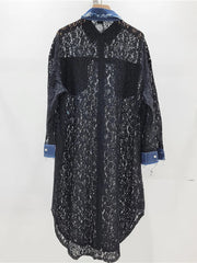 Denim Patchwork Lace Shirt
