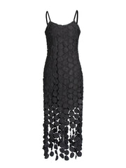 Solid Hollow Out Disc Design Dress