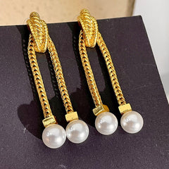 Medieval Golden Chain Tassel Earrings