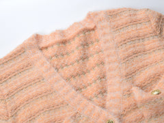 Wool Blend V-Neck Long Sleeved Short Knitted Cardigan