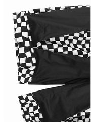 Pre Order: Black Plaid High Elastic Waist Wide Leg Pants