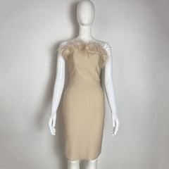 Tube Top Feather Bandage Banquet Dress