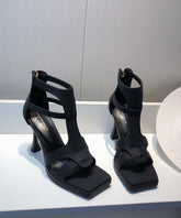 Fashion Black Splicing High Heel Sandals Hollow Out Peep Toe