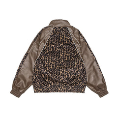 Leopard Print PU Leather Motorcycle Jacket
