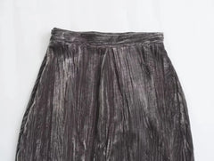 Retro Velvet Collar Button Shirt + Side Zip Straight Skirt