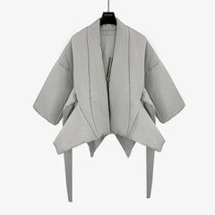 Retro Strap Half Sleeve Thick Cotton Jacket