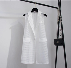 Long Hollow Loose Sleeveless Blazer