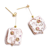 Pre Order: Baroque Purple Pearl Geometric Stud Earrings