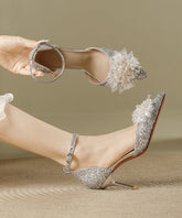 Fashion Silver Sequins Splicing Stiletto High Heels Pointed Toe