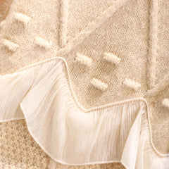 Ruffled Lace Long Sleeve Loose Knitted Cardigan