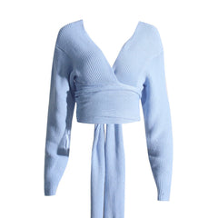 Casual Solid Knitted Backless Sweater