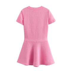 Round Neck Woolen Short Sleeve Dress