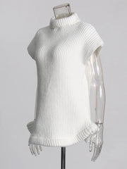 Elegant Turtleneck Sleeveless Knitted Top