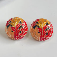 Retro Palace Four Seasons Round Enamel Earrings