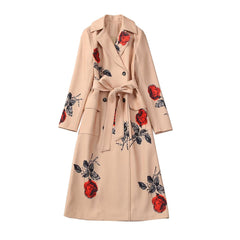 Double Breasted Beige Rose Trench Coat