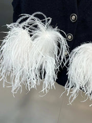 Spliced Feather Single Breasted Knitted Vest