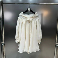 Pre Order: Bowtie Lantern Sleeve Fluffy Mini Dress