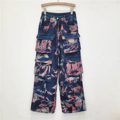 Multi Pocket Camouflage Straight Leg Mop Jeans