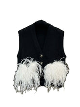 Spliced Feather Single Breasted Knitted Vest