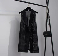 Long Hollow Loose Sleeveless Blazer