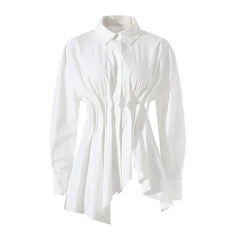 Solid Waist Wrapped Irregular Hem Shirt