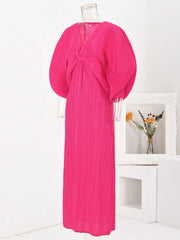Dress Bat Sleeves V-Neck Long Dress