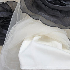 3D Mesh Flower High Elastic Waist A-Line Skirt