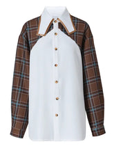 Plaid Color-Block Vintage Loose Blouse