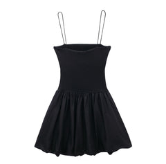 Solid Low-Neck Sleeveless Slim-Fit Suspender Waist Dress